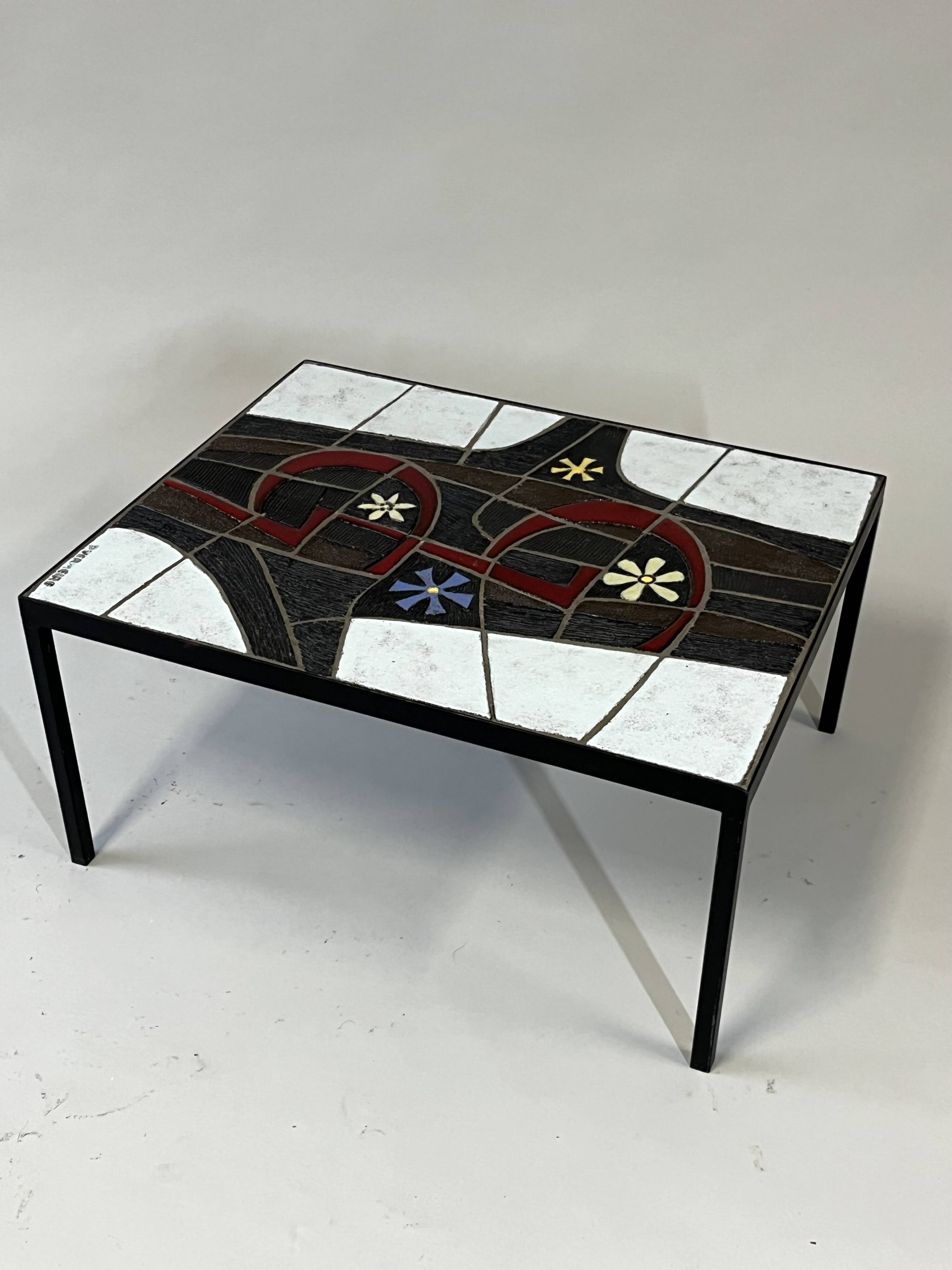 Table d'appoint en céramique par Paul Vermeire pour Perignem, années 1960.