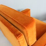 Pair of 1st edition easy chairs 25 BC by Florence Knoll in velvet, 1950s