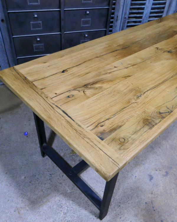 Table militaire année 50 plateau en chêne