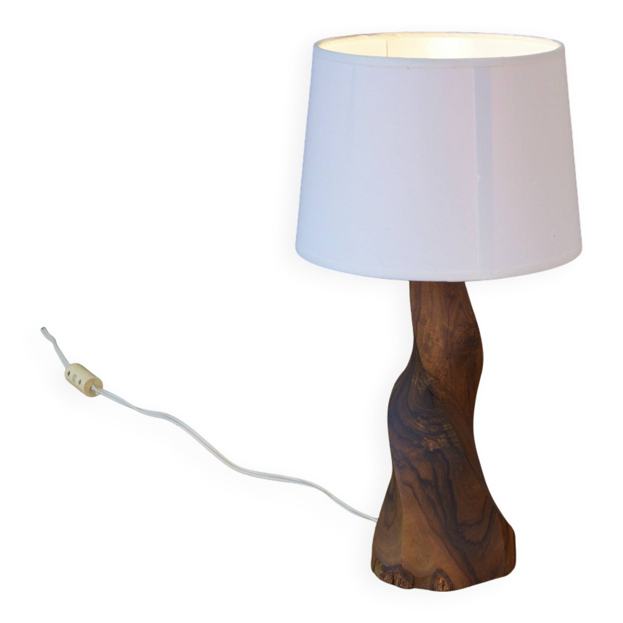 Brutalist walnut wood lamp 1960s