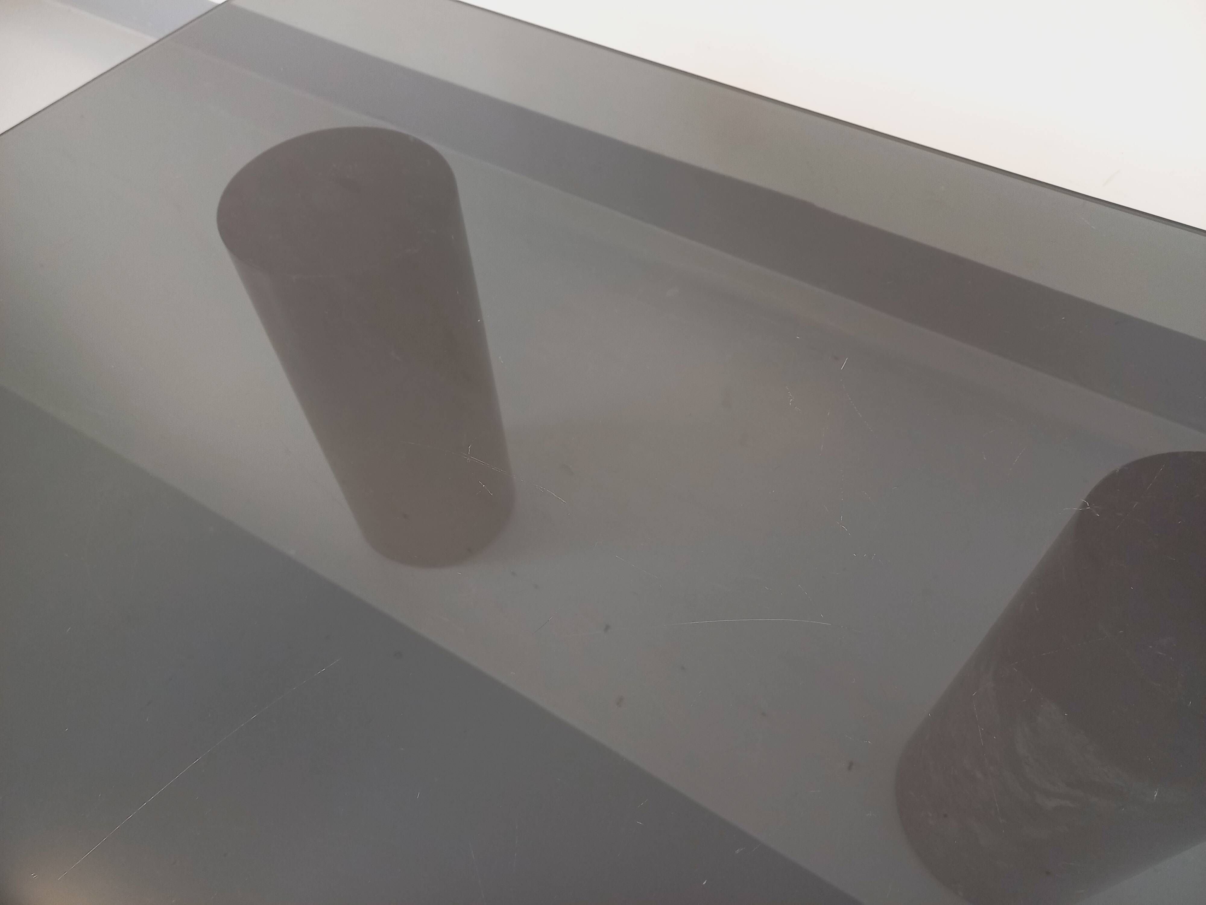 Vintage Italian square marble and glass coffee table from the 70s