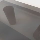 Table basse italienne carrée vintage en marbre et verre des années 70