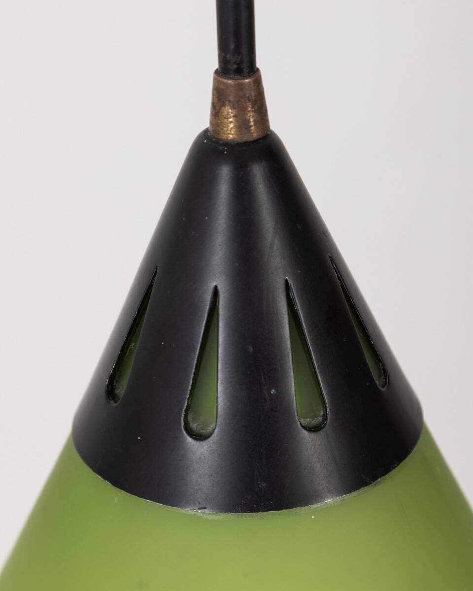 Vintage 60's chandelier in green glass, italian design