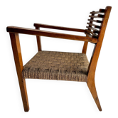 Vintage Italian Wood and Rope Armchair, 1930s