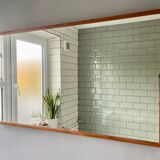 Vintage rectangular wall mirror teak frame