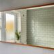 Vintage rectangular wall mirror teak frame