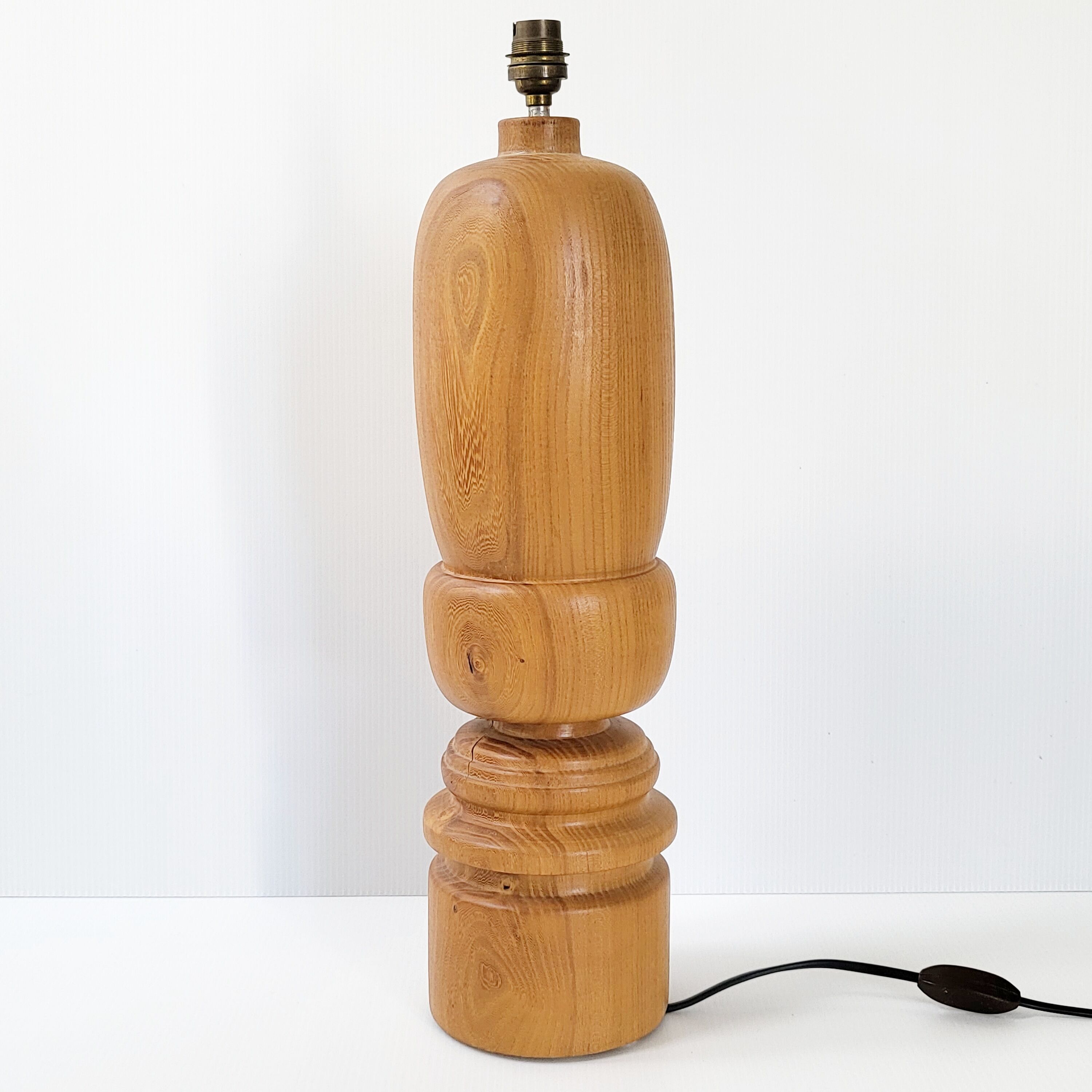 Wooden lamp foot turned vintage 1970