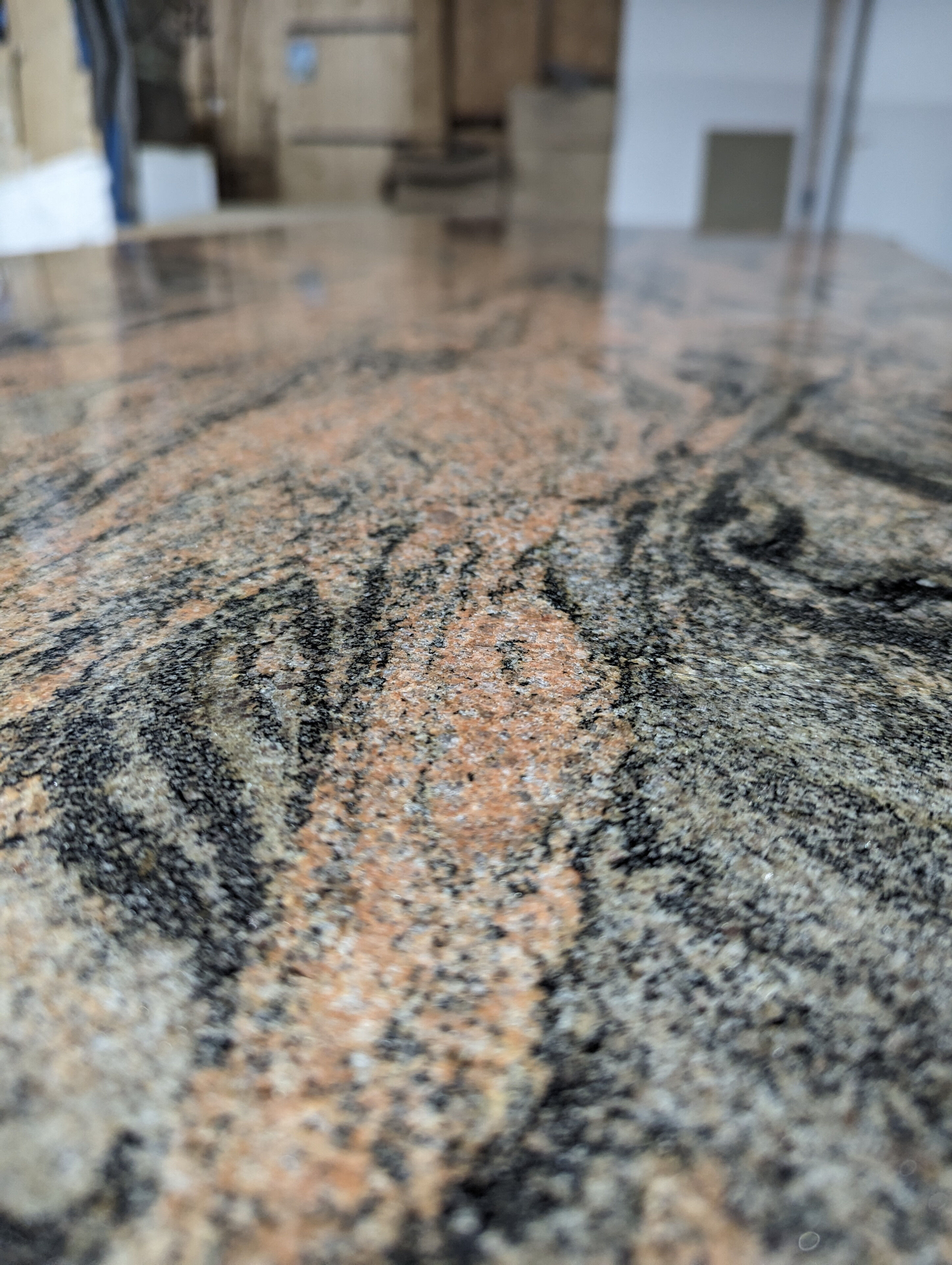 Pink granite desk table by George Ciancimino