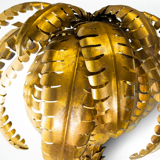 Palm mirror in golden metal 125x180cm