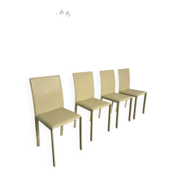 Lot de 4 chaises cuir crème design contemporain Colico Dress Up 