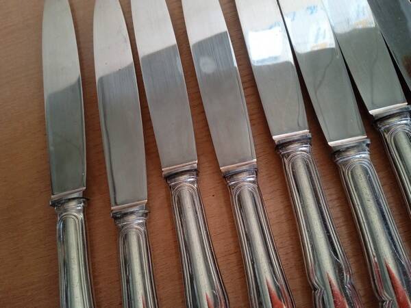 12 dixi knives in silver metal, filet model