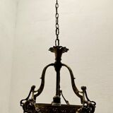 Bronze Crystal Beaded Light Pendant 1940’s