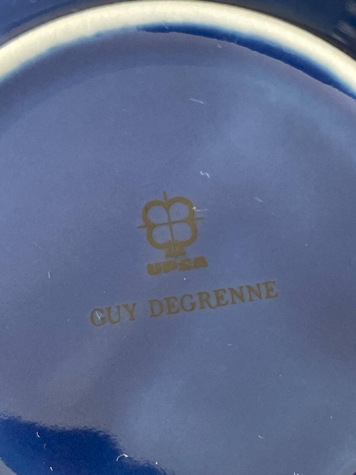 Set of 4 Guy Degrenne blue cups and saucers