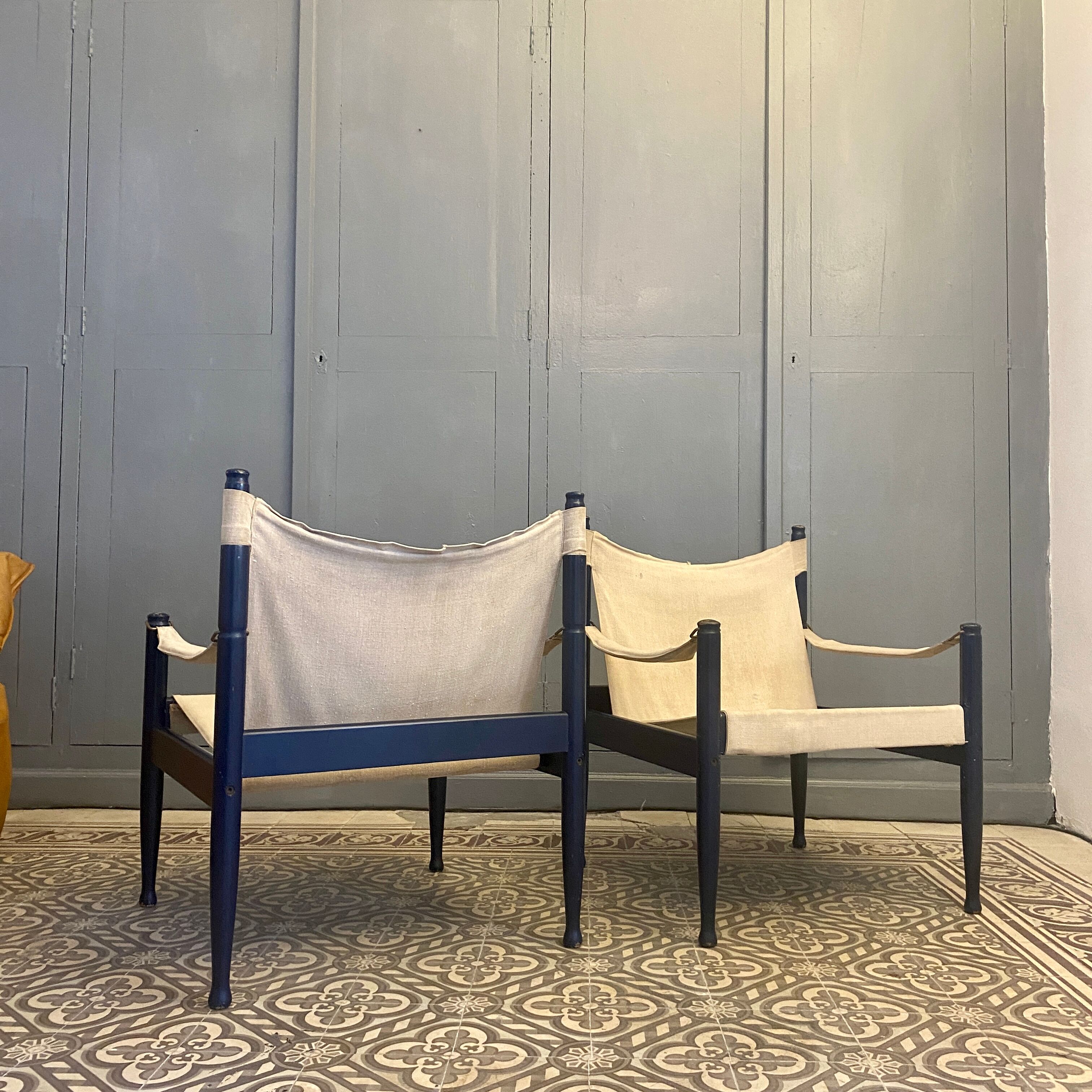 Pair of safari chairs by Erik Worts 1960