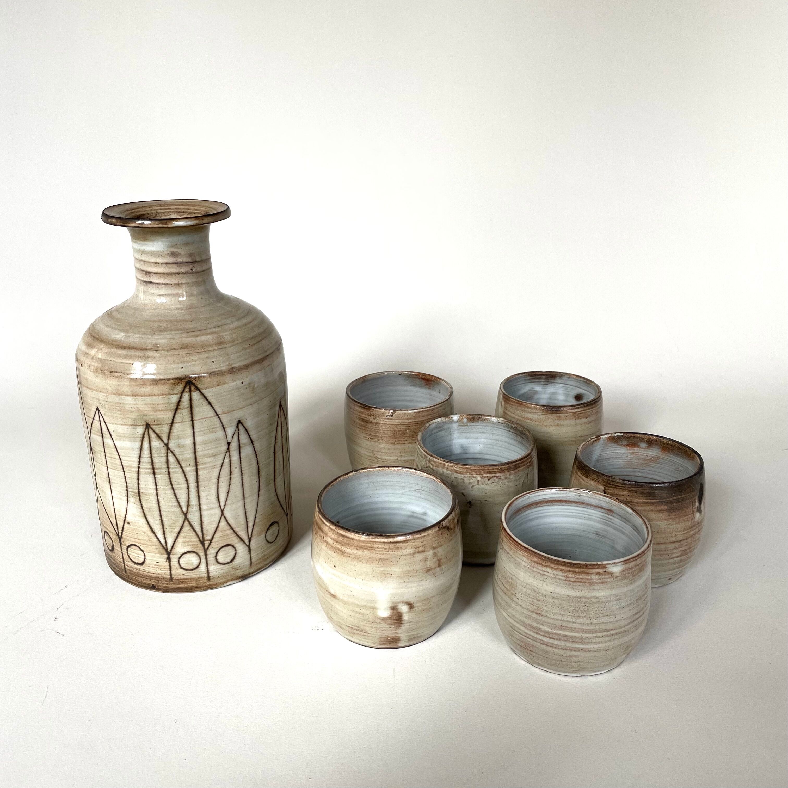 Ceramic beverage service by Jacques Pouchain, Atelier Dieulefit, 1960