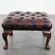 Dark brown chesterfield ottoman in cowhide leather