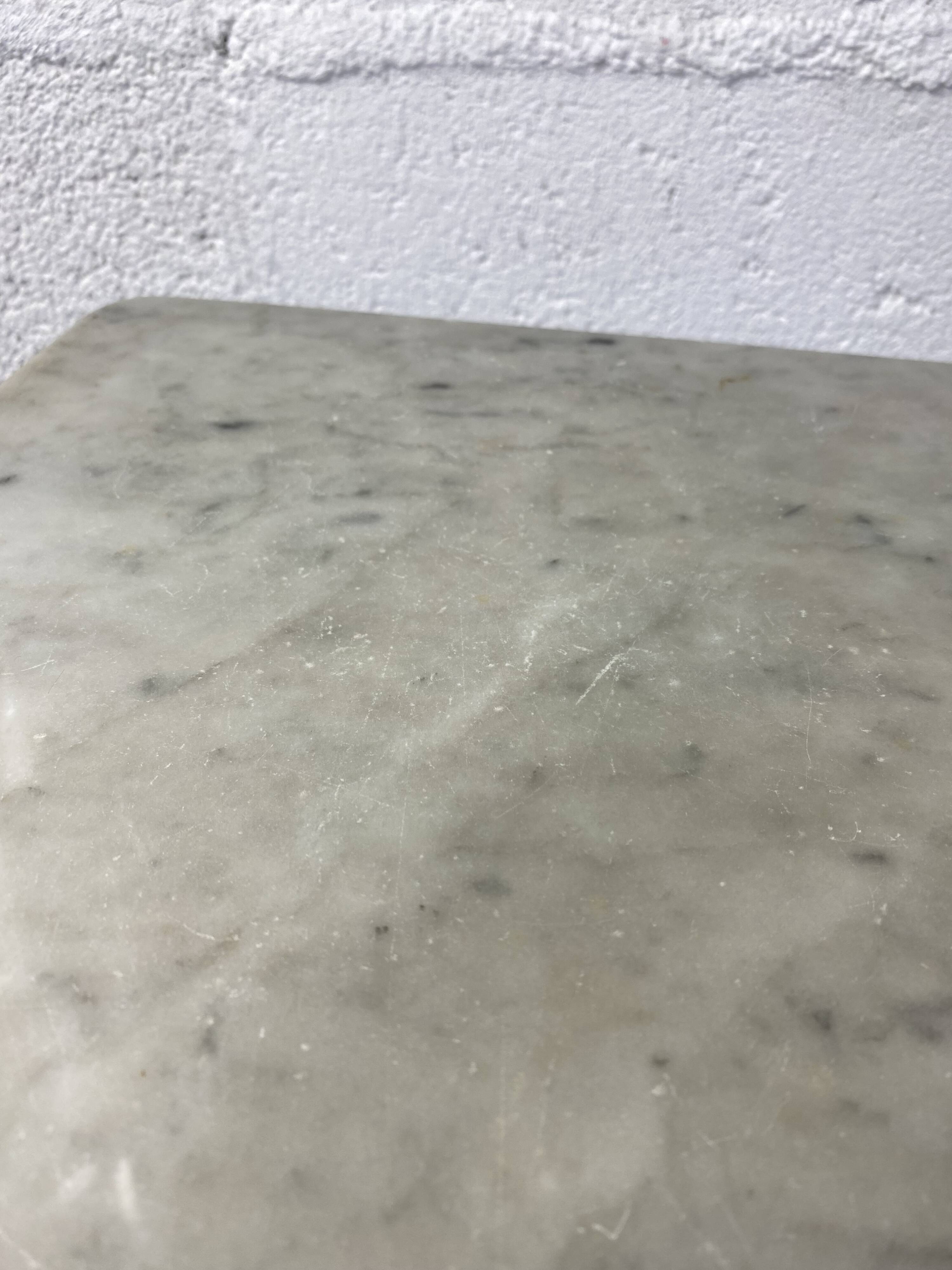 Set of two bistro tables in marble and wrought iron