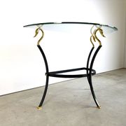 Hollywood regency brass swan console, 1980s