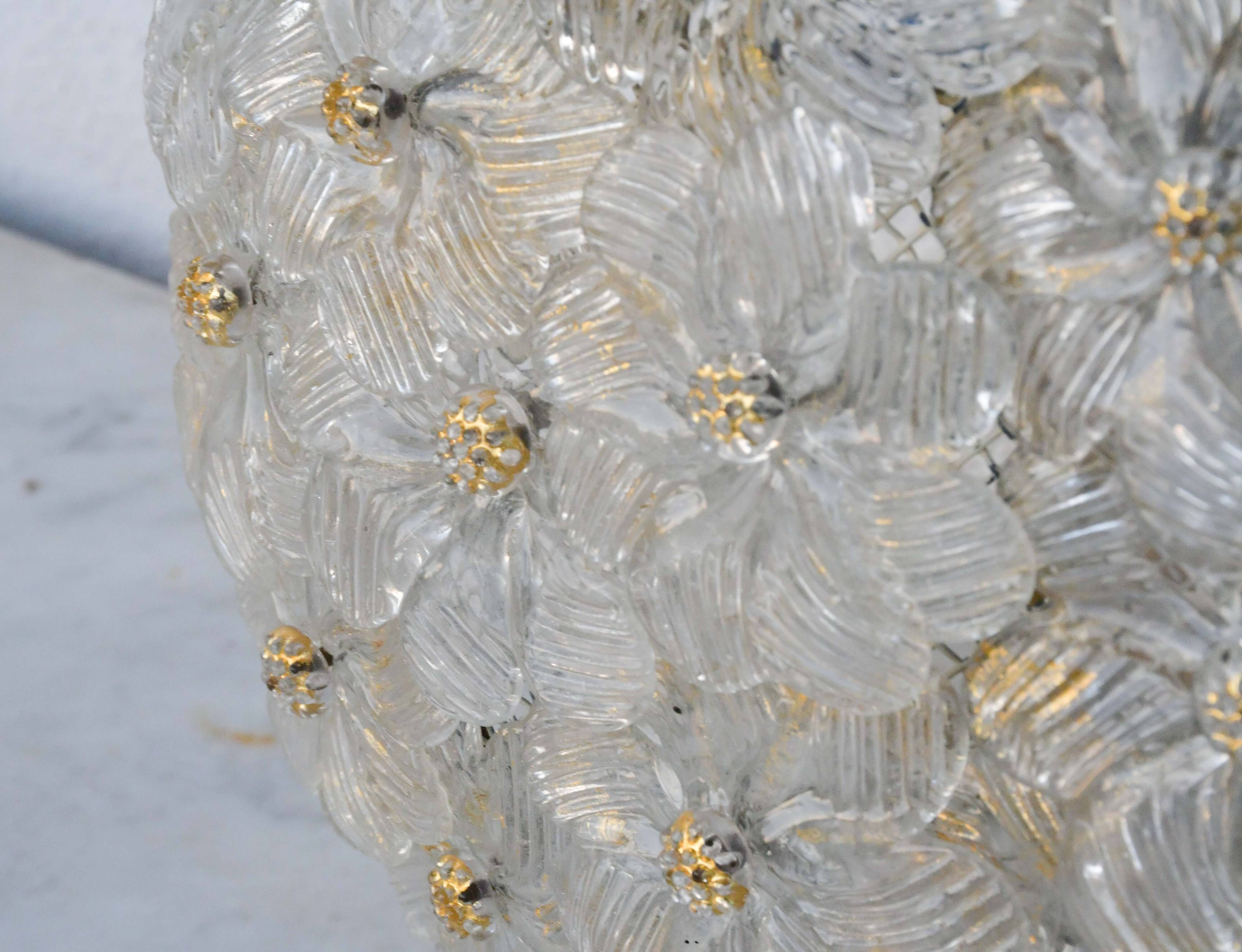 Plafonnier en verre de Murano en forme de fleur par Seguso pour Venini, Italie, années 1960