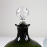 Danish Art Deco Blue and Green Glass Decanters, 1930s, Set of 2