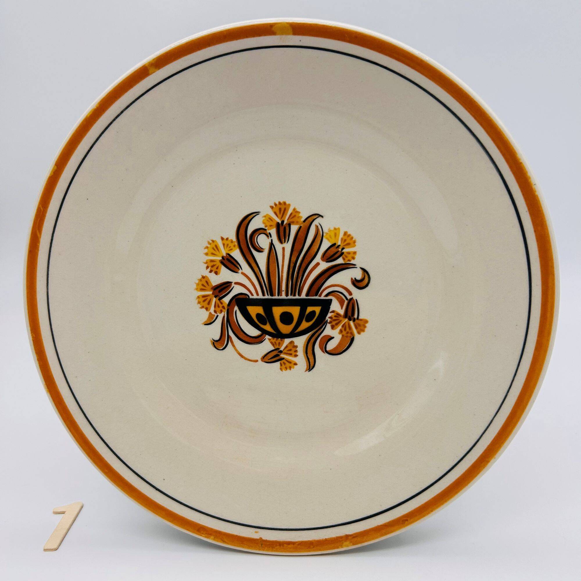 6 dessert plates, Creil and Montereau – Pansy model.