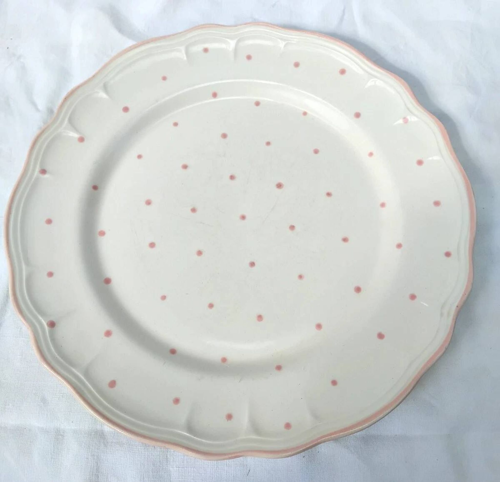 Pair of Vintage Hand-Painted Flat Plates from Salins Les Bains