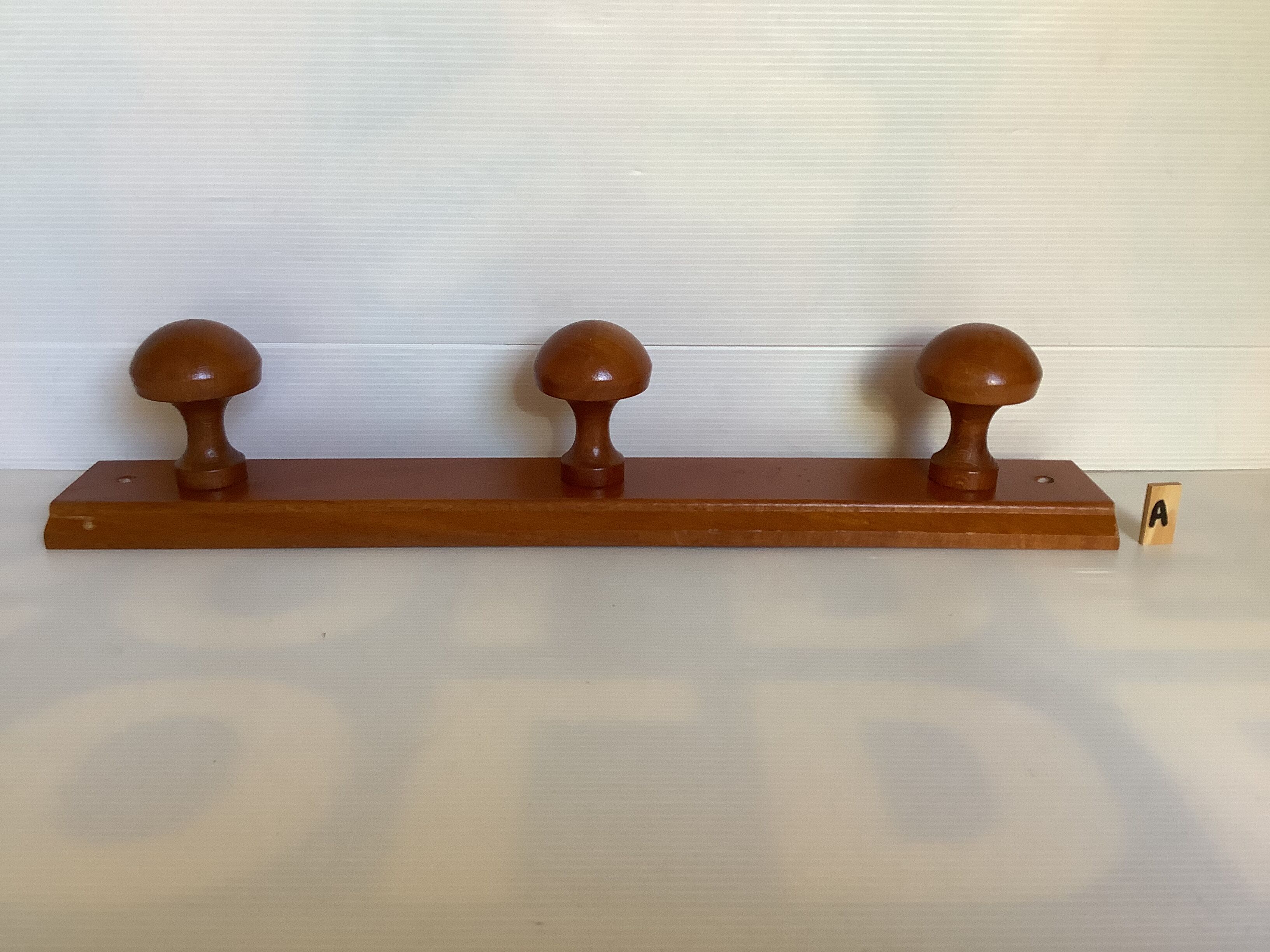 Coat rack wood hooks mushrooms