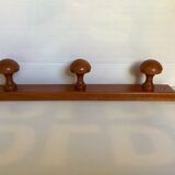 Coat rack wood hooks mushrooms