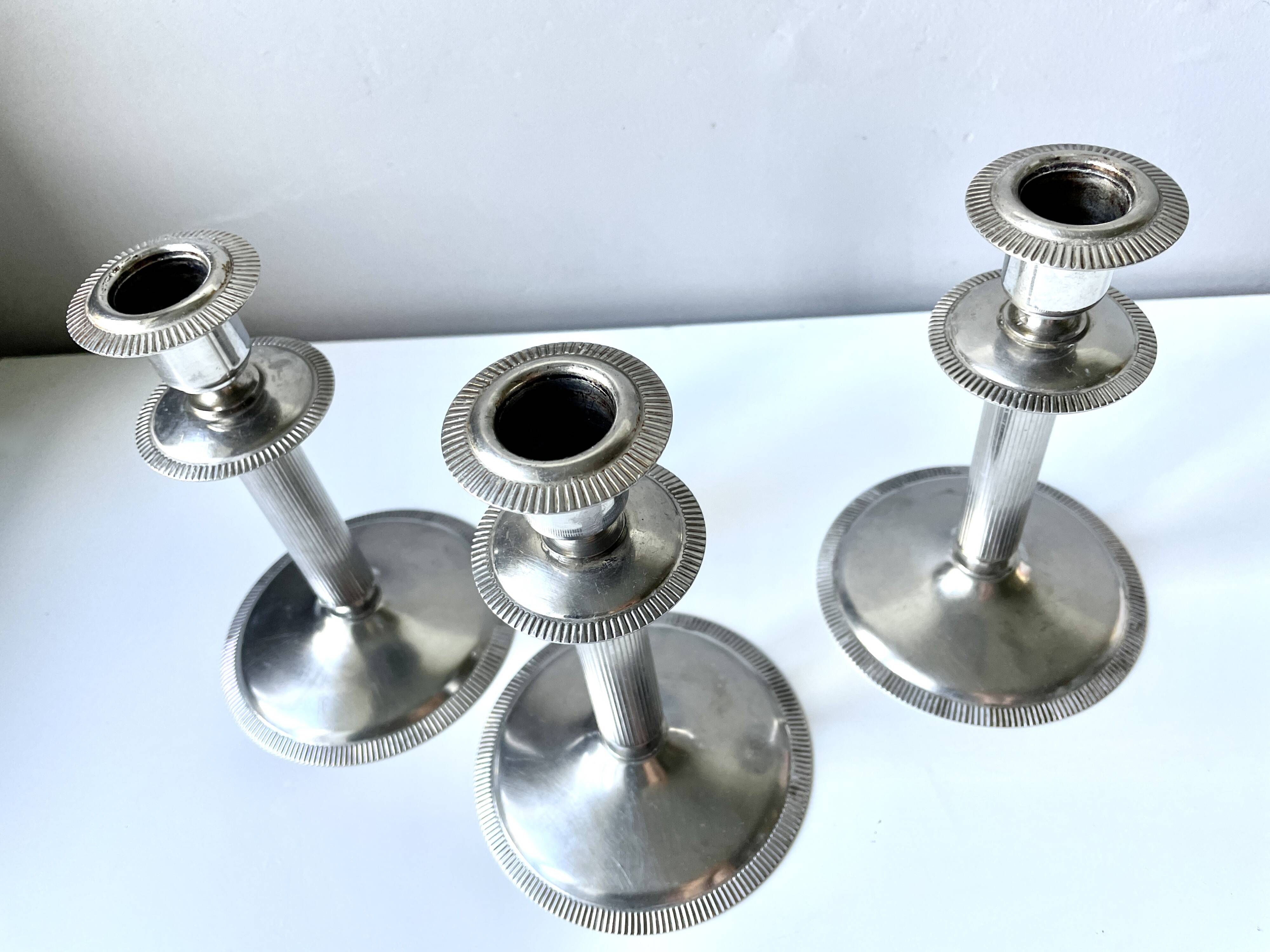 Set de 3 bougeoirs en inox