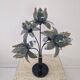 Hollywood Regency 5-Light Lotus Flower Table Lamp in Smoked Glass, 1980's