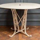 Table en tôle peinte salon de jardin ferronnerie 1950 piétement