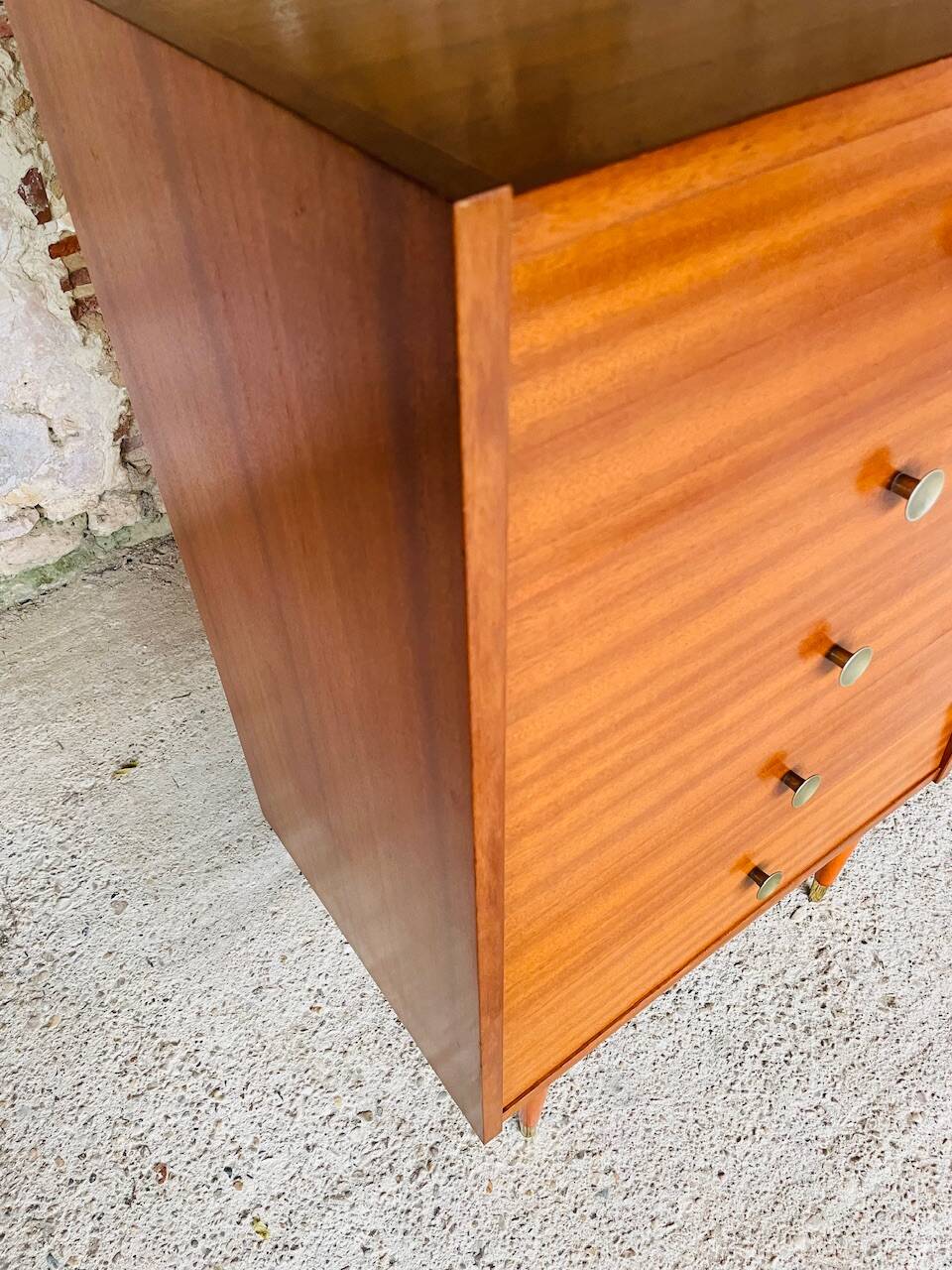 High chest of drawers with 5 drawers, Scandinavian style, circa 60's