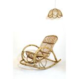 Rohe Noordwolde, rocking chair en rotin des années 60-70.