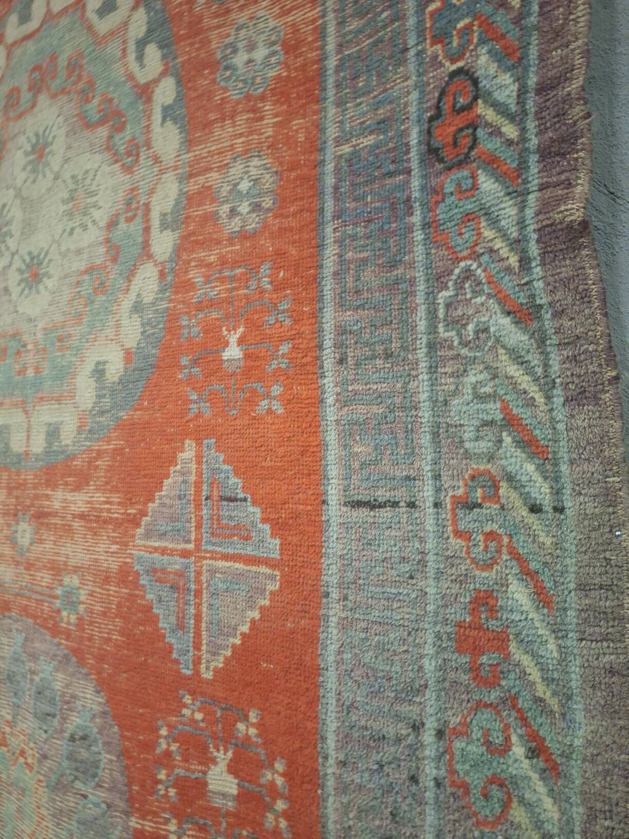Antique Khotan rug Uyghur East Turkestan 1910