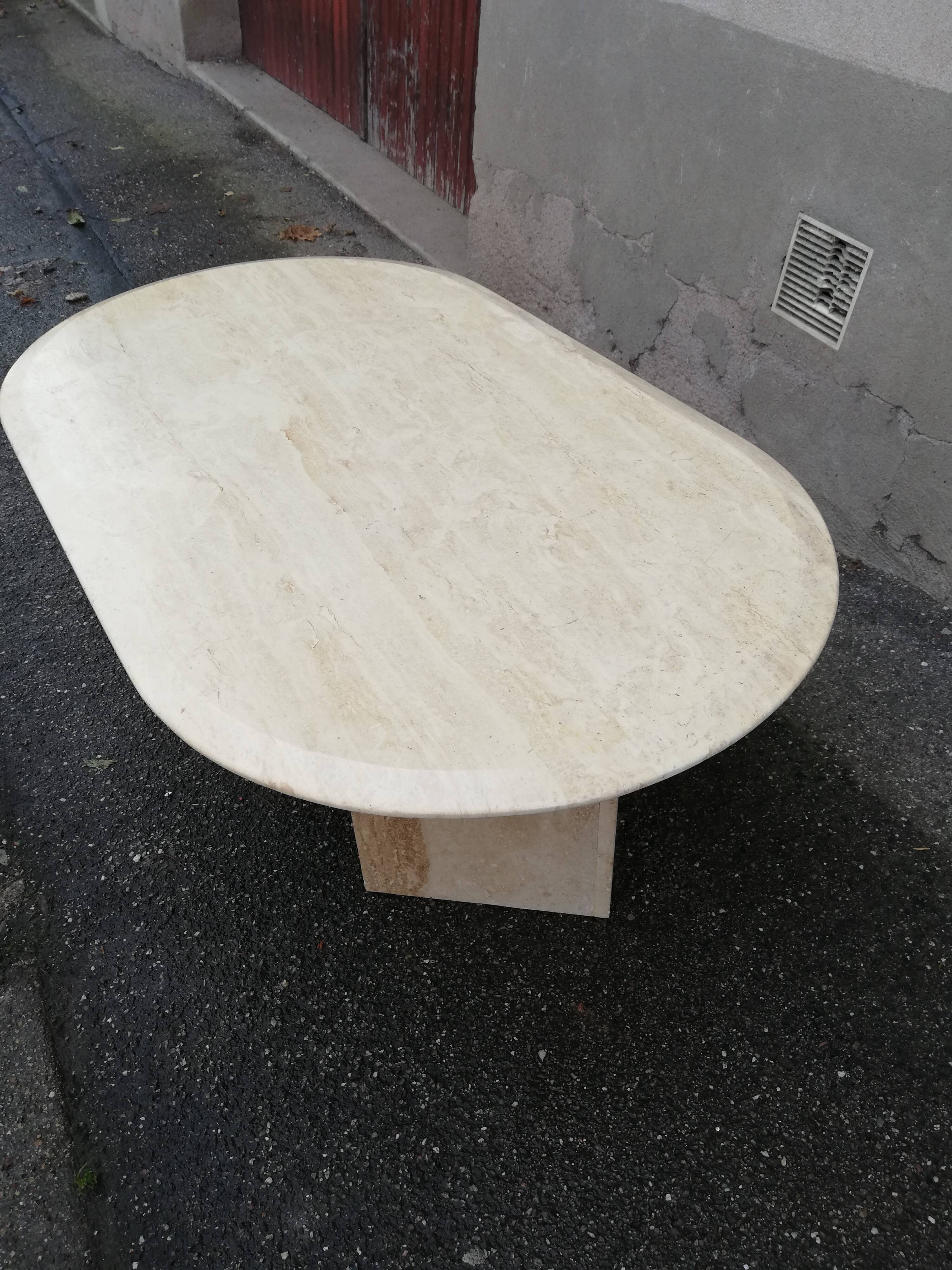 Vintage oval travertine coffee table