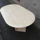 Vintage oval travertine coffee table