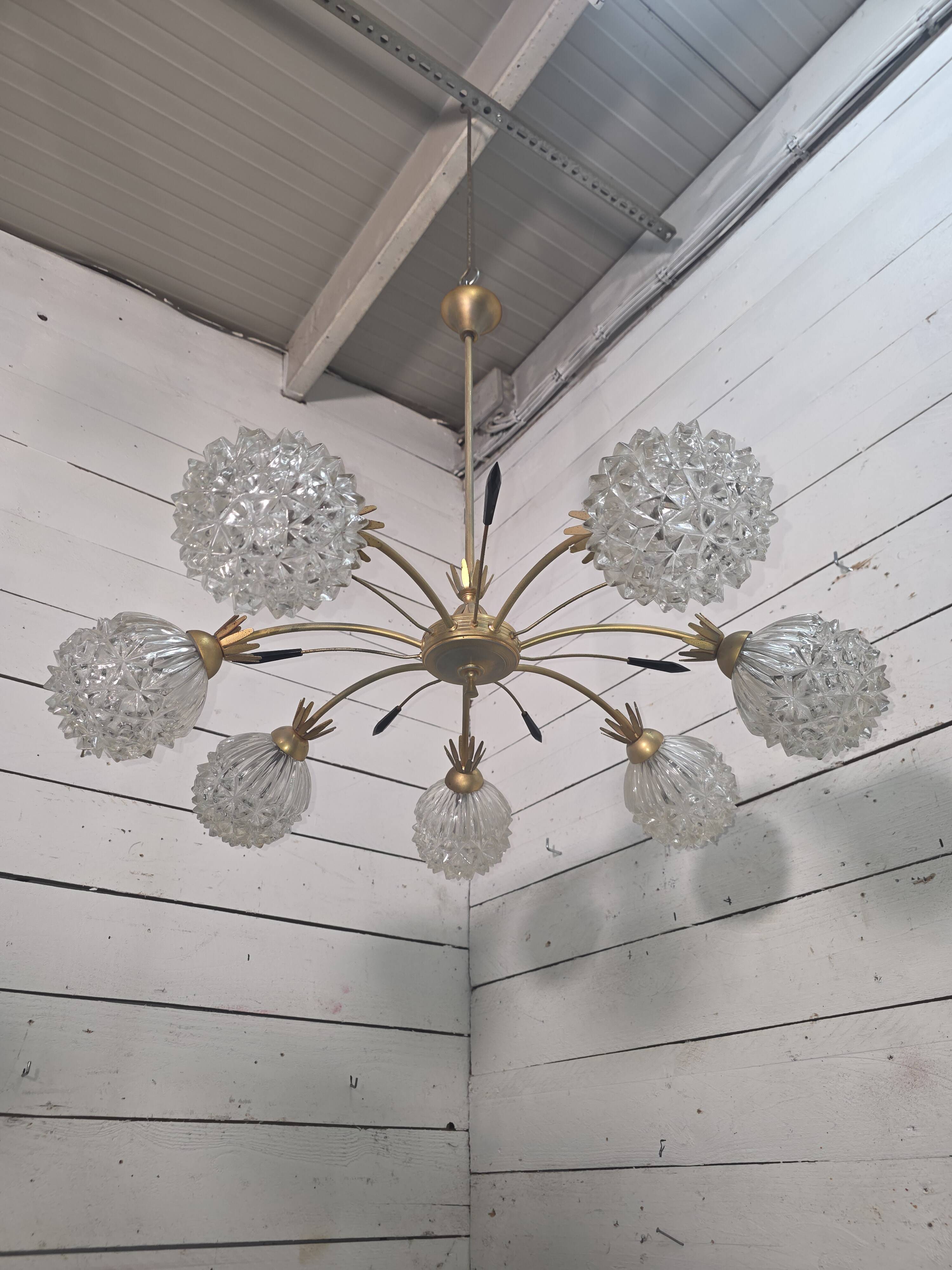Vintage chandelier with 7 lights from the 60s/70s.