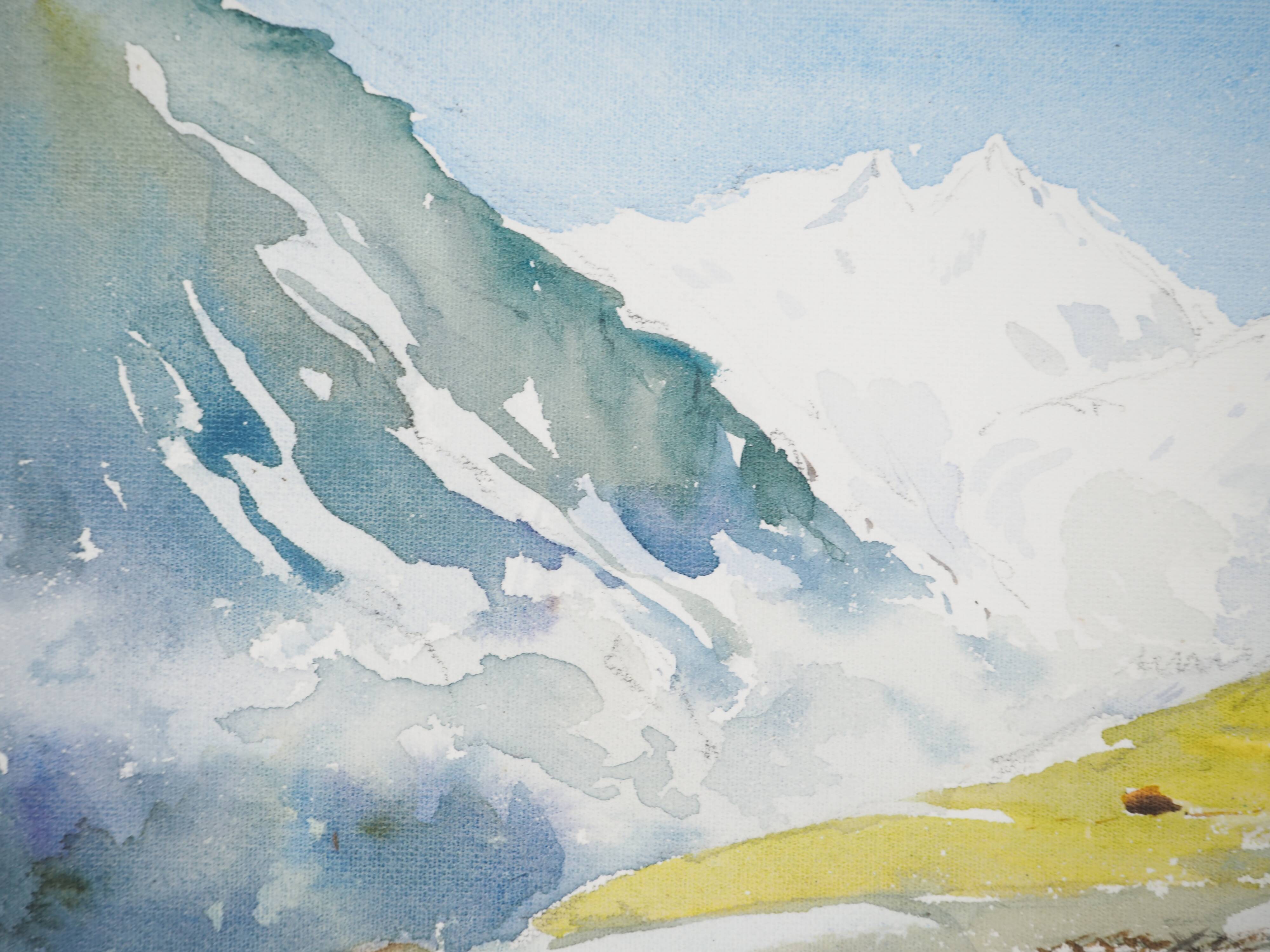 René LEVERD: Switzerland, Brüning Pass, Original signed watercolor