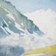 Aquarelle originale signée René Leverd : Suisse, Col du Brüning
