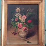 Early 20th Century Floral Bouquet Still Life Oil Painting, Framed
