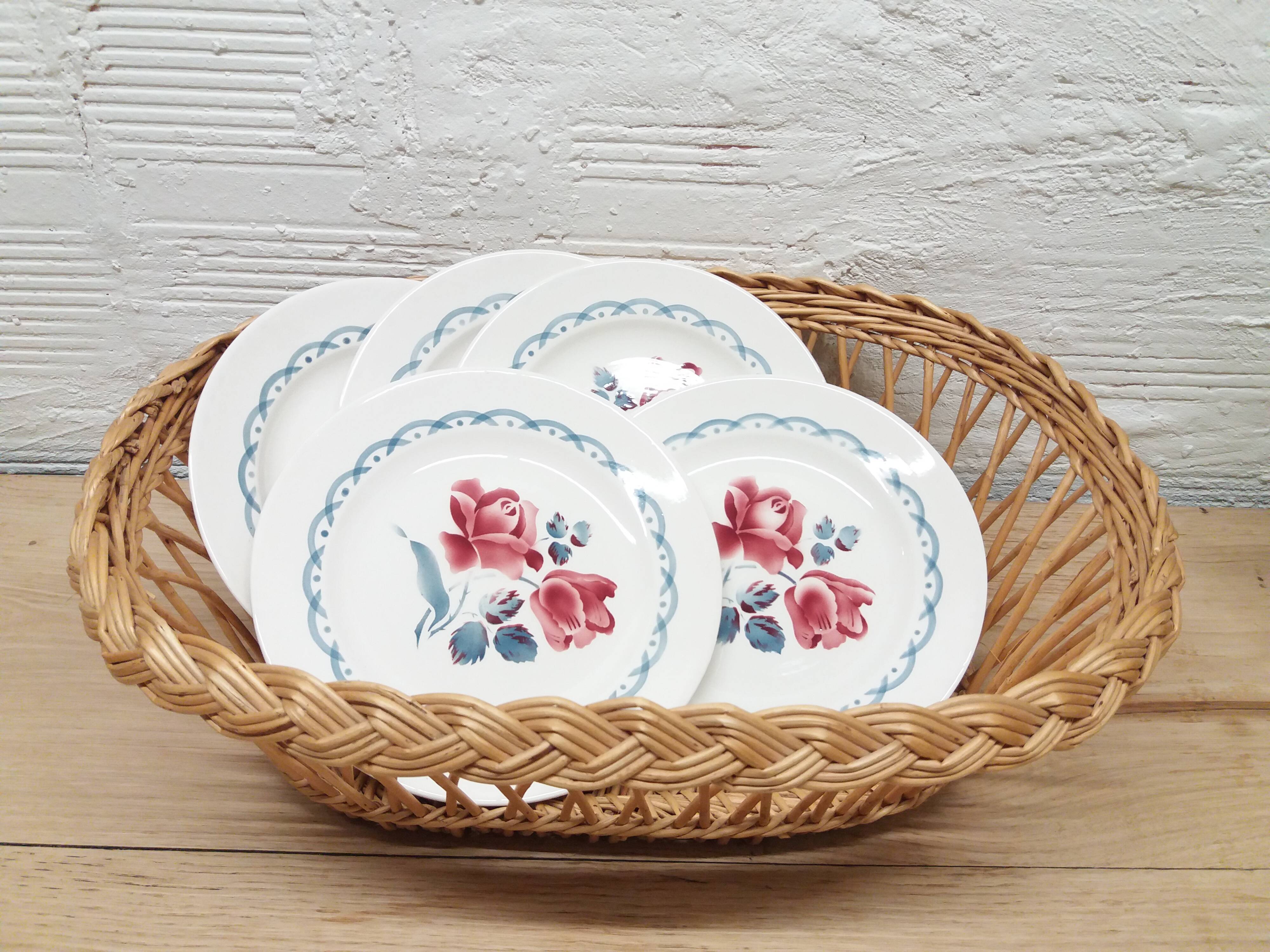 Set 5 Digoin dessert plates