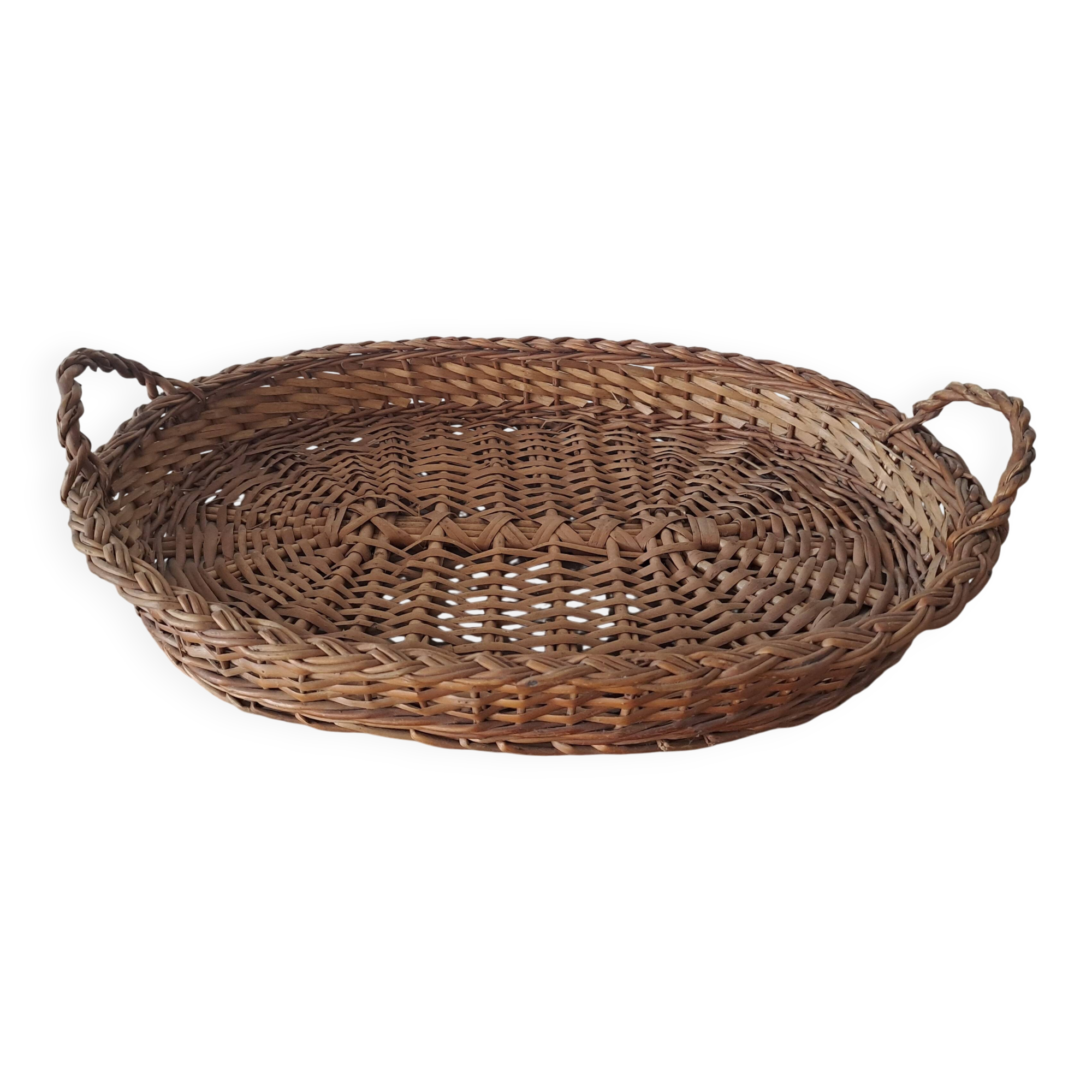 Woven rattan tray - handmade
