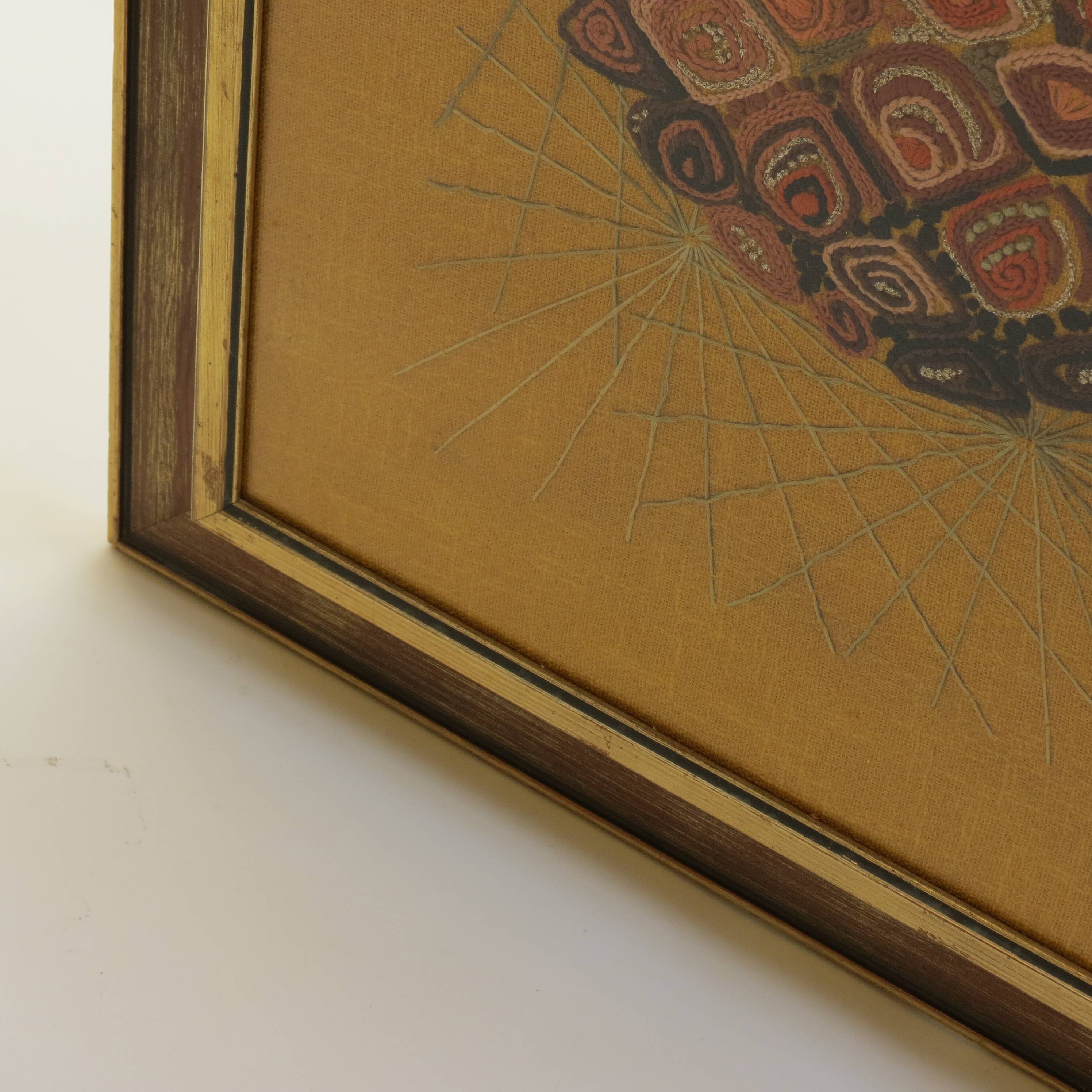 Scandinavian Swedish 1960s Wall Hanging Crewel Picture Wall Art