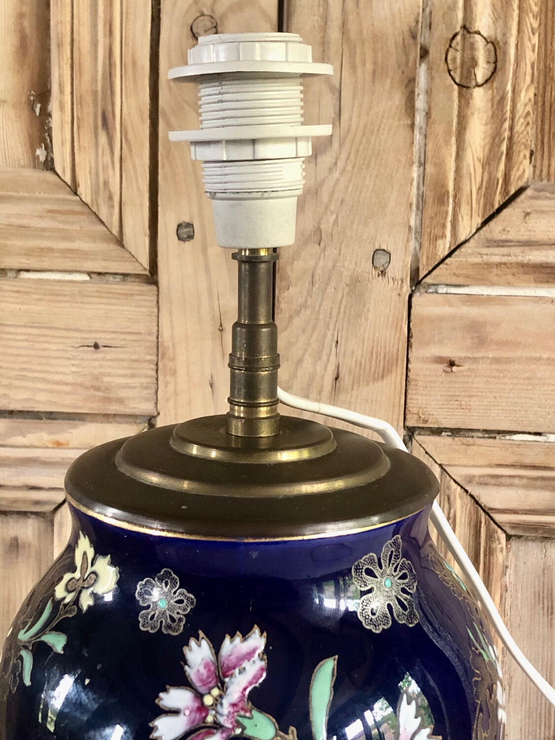 Old vase baluster enamelled lamp Boch Frères Keramis Belgium