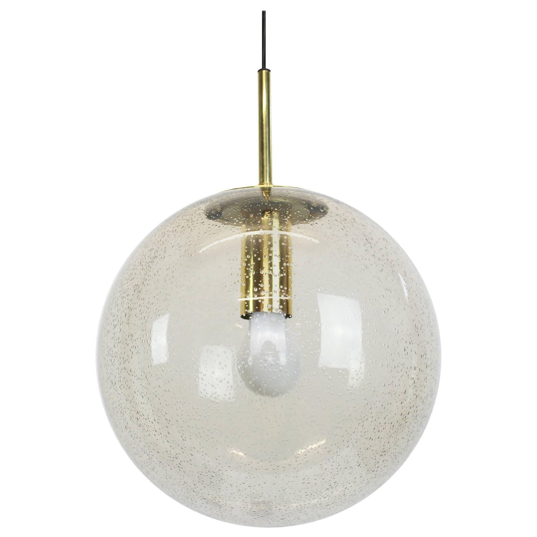 Limburg pendant light with smoked glass ball, Germany, 1970s