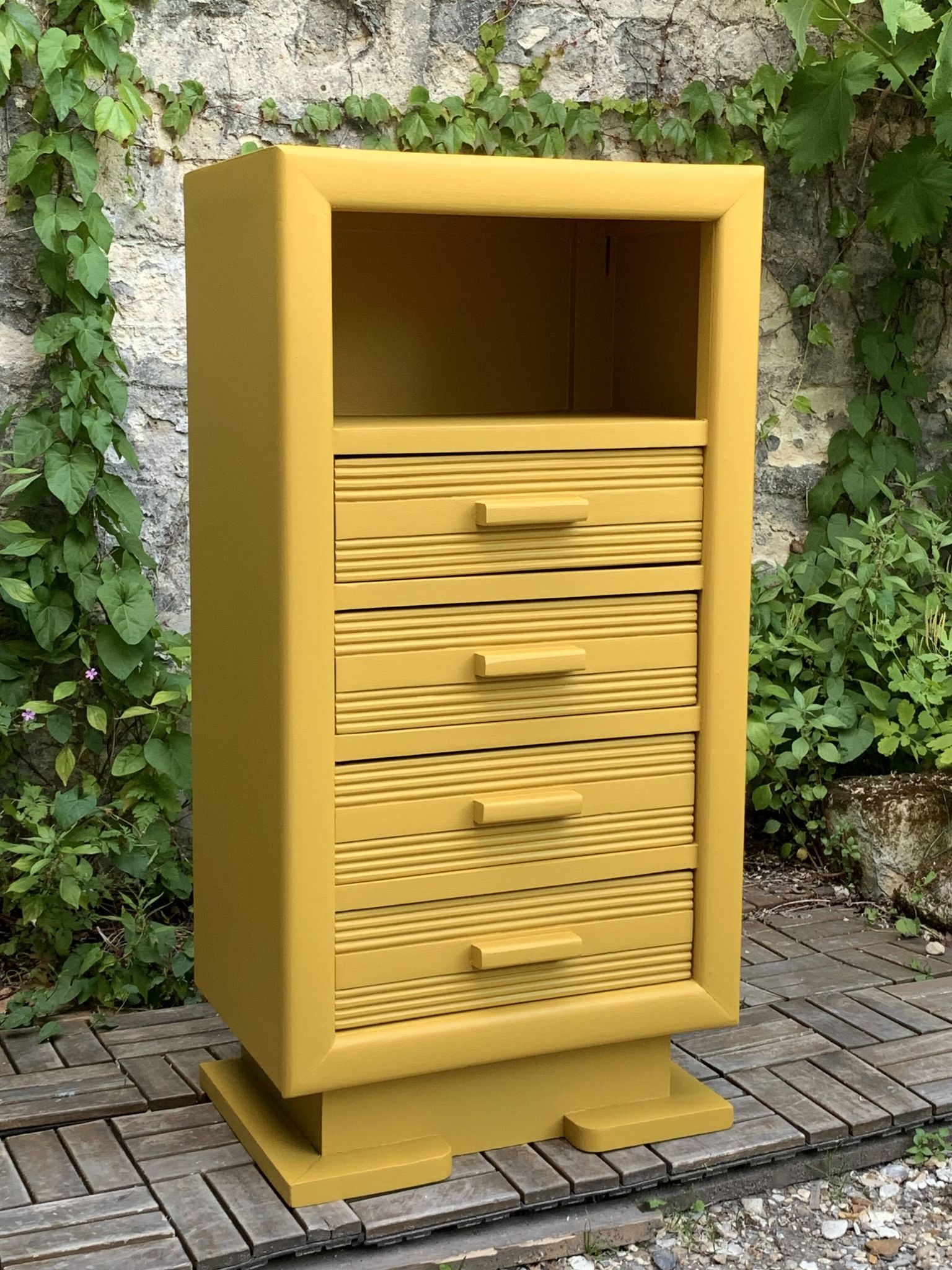 Ochre yellow Art Deco chest of drawers