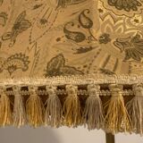 Brass tripod floor lamp with golden pompom lampshade 1960
