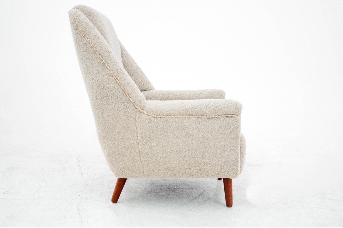 Beige Bouclé Armchair, Danish Design, 1960s