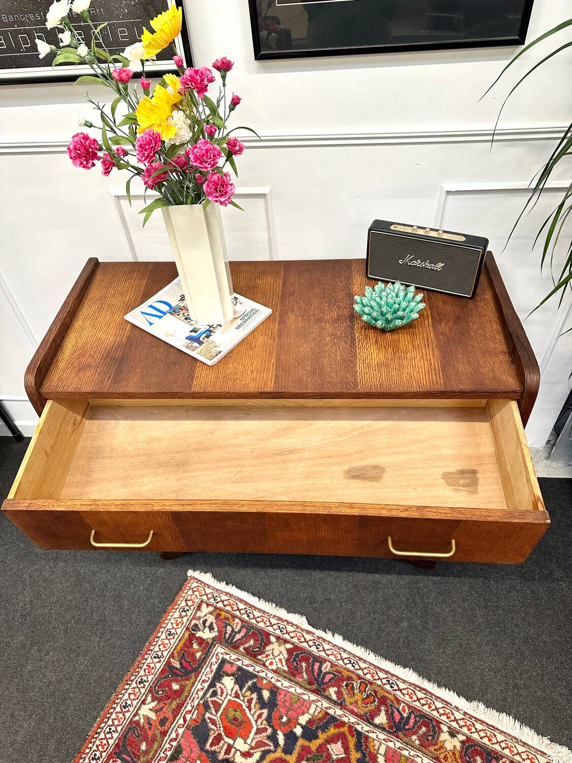 Vintage chest of drawers with compass feet