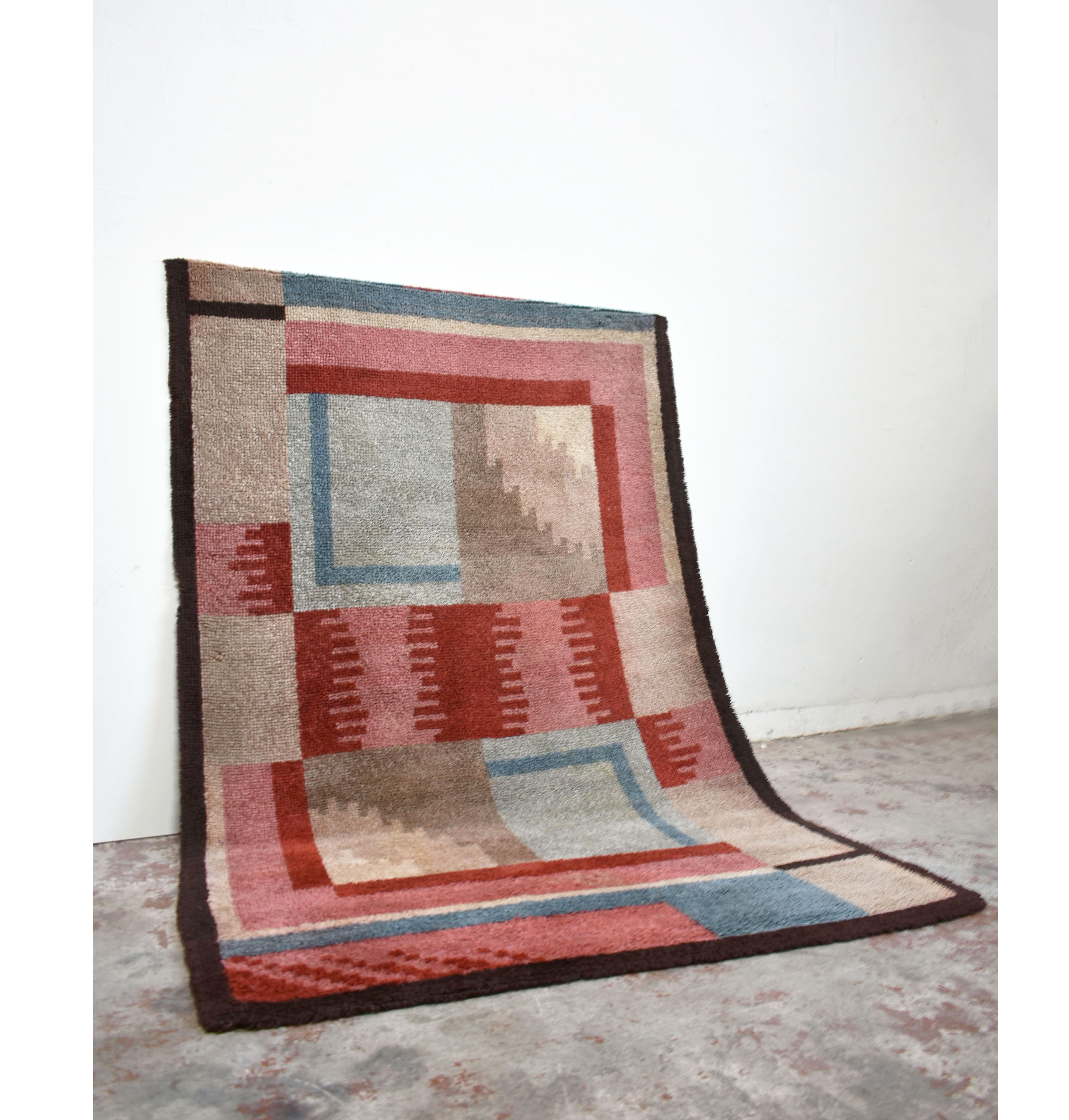 Tapis de laine art déco moderniste abstrait, années 1930